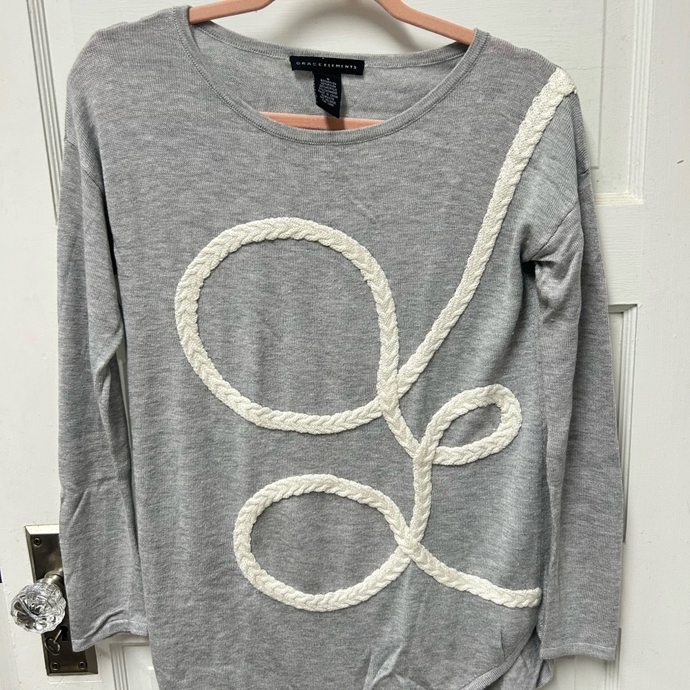 Grace Elements Gray Graphic Long Sleeve Shirt